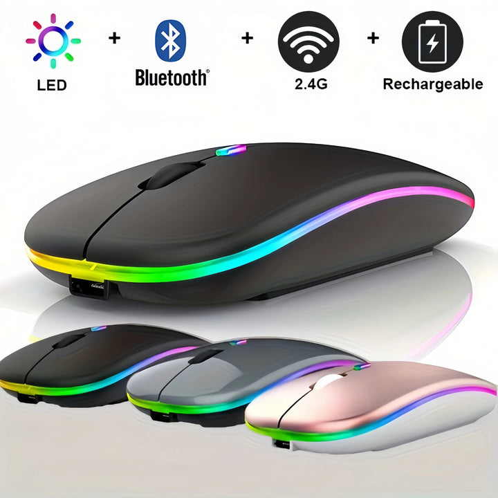 LybuTech RGB Wireless Mouse | Bluetooth + 2.4GHz Dual Mode | Silent Click