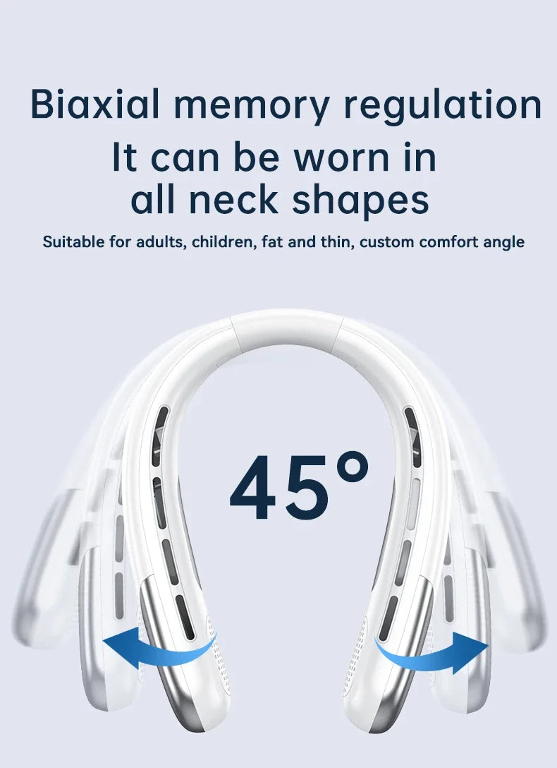 FrostHalo  8000 mAh Bladeless Neck Fan — 5‑Speed 360° Cooling with LED Display