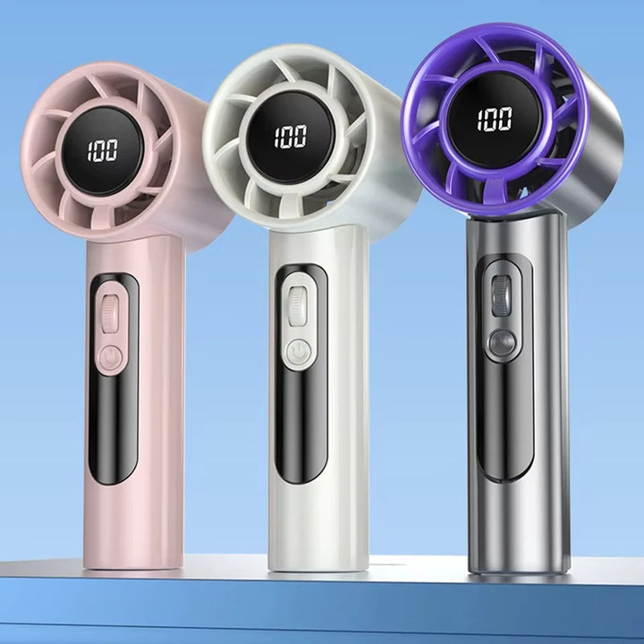 BreezeLite  3000 mAh Handheld Turbo Fan — 100 Speed, LED Display, USB‑Rechargeable