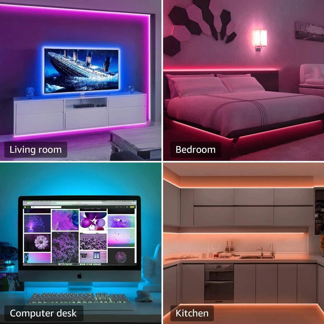AuroraGlow™ – RGB LED Strip Lights 10m/20m | Vibrant Room & Party Ambience with 44-Key Remote
