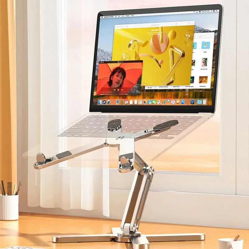 YASOKO 360° Foldable Telescopic Laptop Stand | Ergonomic Aluminum Alloy Notebook Holder