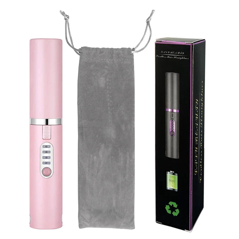 2-in-1 Cordless Hair Straightener & Curler – USB Rechargeable, Travel-Ready, Glam Diamond Edition