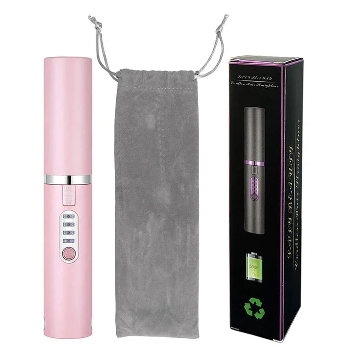 2-in-1 Cordless Hair Straightener & Curler – USB Rechargeable, Travel-Ready, Glam Diamond Edition