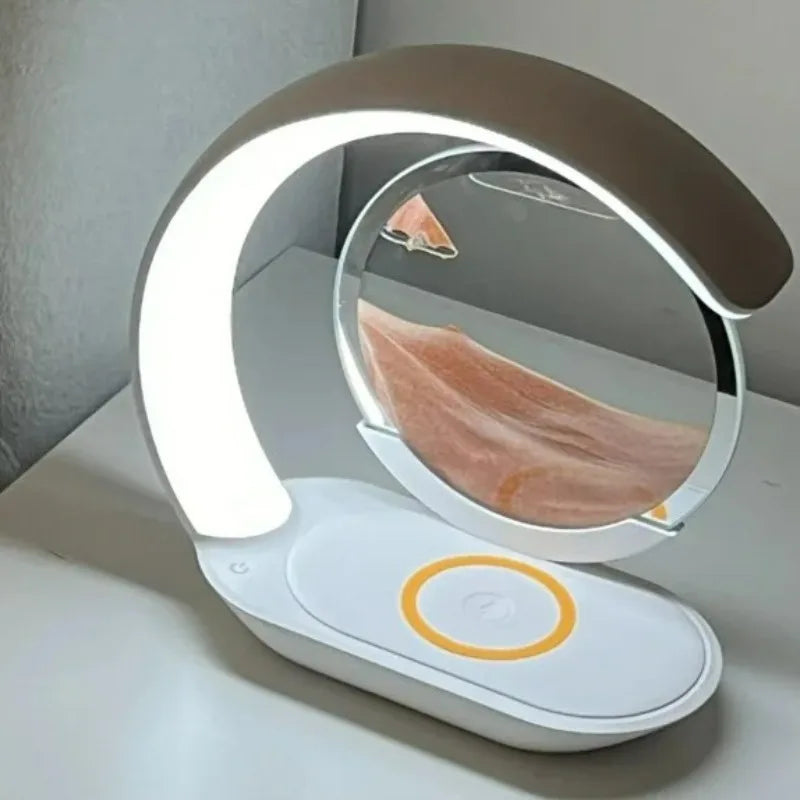 ZenGlow™ LED Sand Lamp – 15W Wireless Charging & 3D Flowing Hourglass Light