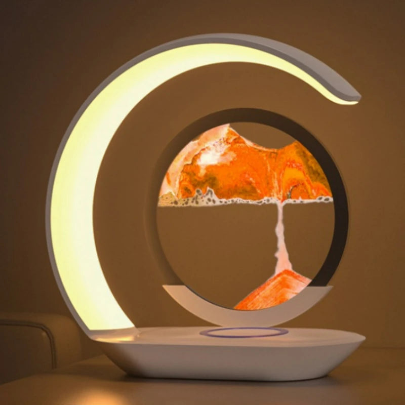 ZenGlow™ LED Sand Lamp – 15W Wireless Charging & 3D Flowing Hourglass Light