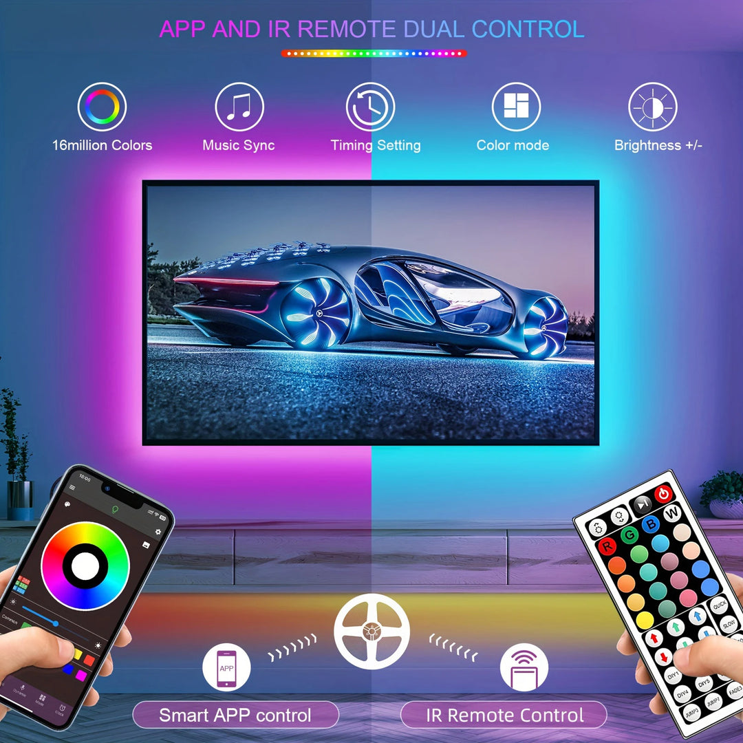Color-Changing RGB LED Strip Lights – Smart App & IR Controlled for Room, TV, Party & Home Decor
