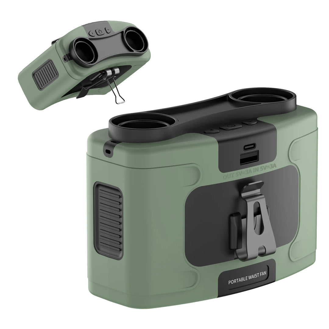 BreezePro™ 20000 mAh 3‑in‑1 Waist & Neck Fan — Turbo‑Wind, LED Light, Power‑Bank