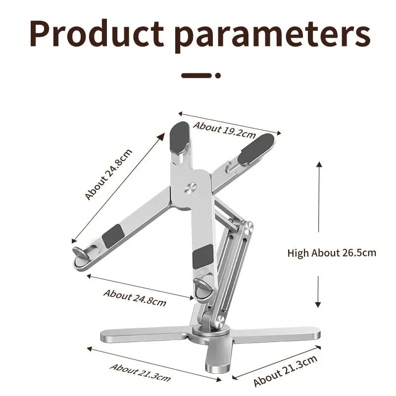 YASOKO 360° Foldable Telescopic Laptop Stand | Ergonomic Aluminum Alloy Notebook Holder