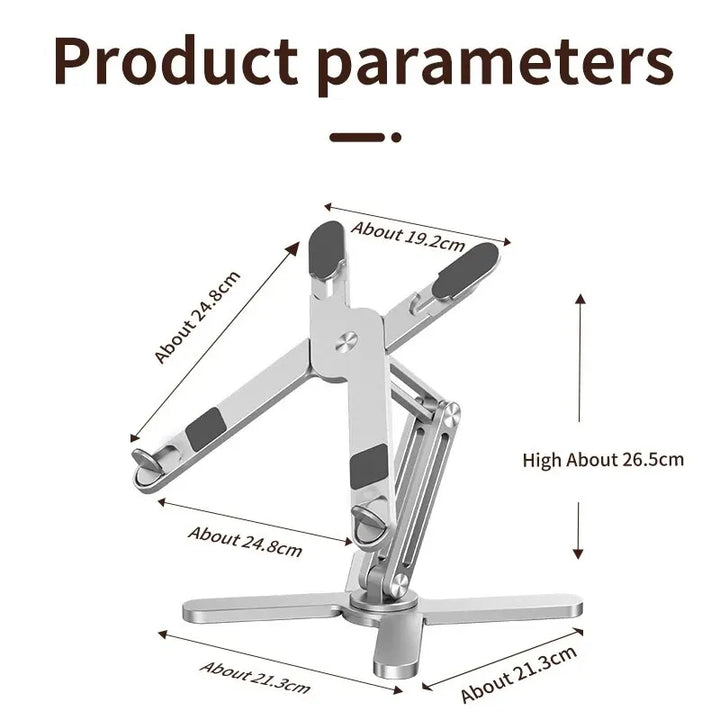 YASOKO 360° Foldable Telescopic Laptop Stand | Ergonomic Aluminum Alloy Notebook Holder