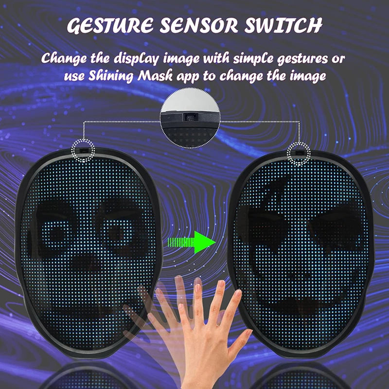 GlowMask Gesture LED Party Mask – Kids, Cosplay & Events