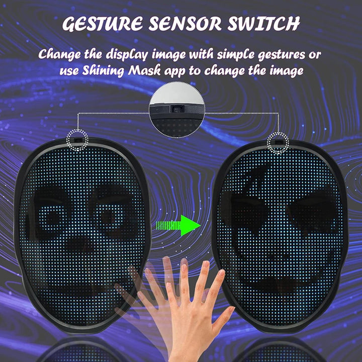 GlowMask Gesture LED Party Mask – Kids, Cosplay & Events