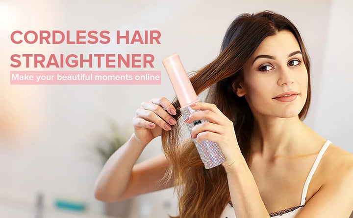2-in-1 Cordless Hair Straightener & Curler – USB Rechargeable, Travel-Ready, Glam Diamond Edition