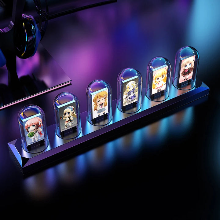 NIX-ONE LED Tube Clock – RGB Glow Display with WiFi Sync, IPS Screen & Photo Album