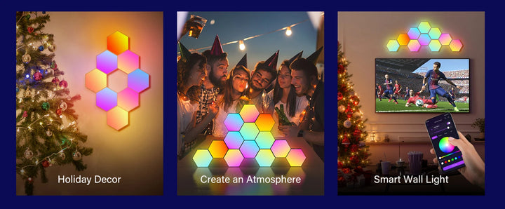 HexaGlow Smart LED Wall Panels – RGB Modular Lights with App & Music Sync (8-Pack)