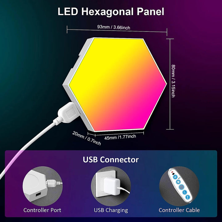 HexaGlow Smart LED Wall Panels – RGB Modular Lights with App & Music Sync (8-Pack)