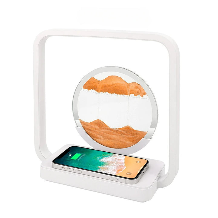 ZenGlow™ LED Sand Lamp – 15W Wireless Charging & 3D Flowing Hourglass Light
