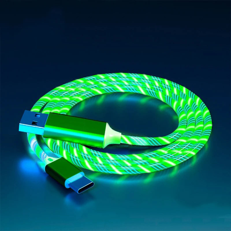 LuminaFlow™ – 3-in-1 Glowing Streamer Charging Cable | Magical LED Fast Charger for iPhone, Samsung & USB-C
