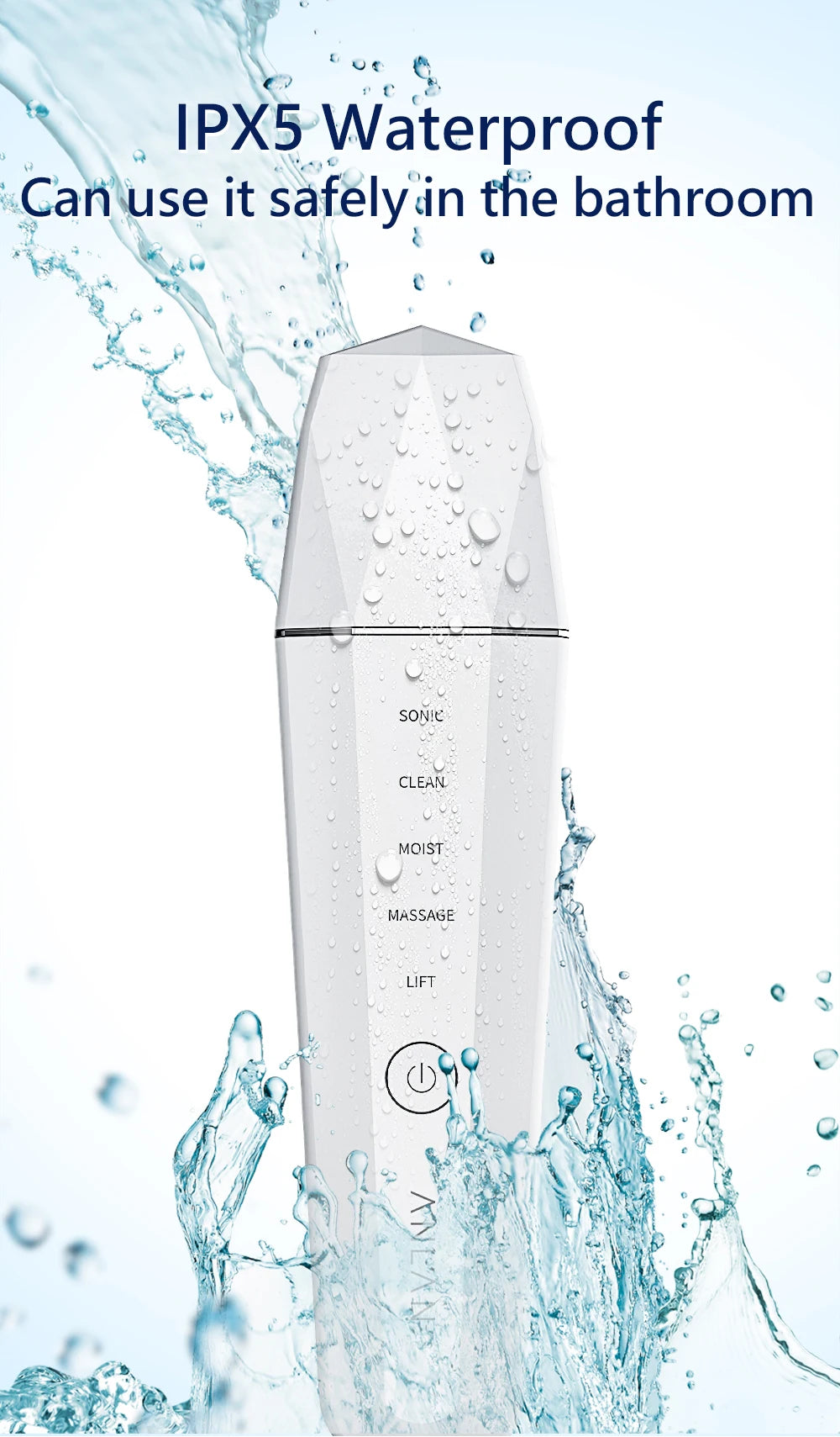 ANLAN Ultrasonic Skin Scrubber – 5-in-1 Facial Lifting Device with EMS, ION, Sonic & 45°C Heat