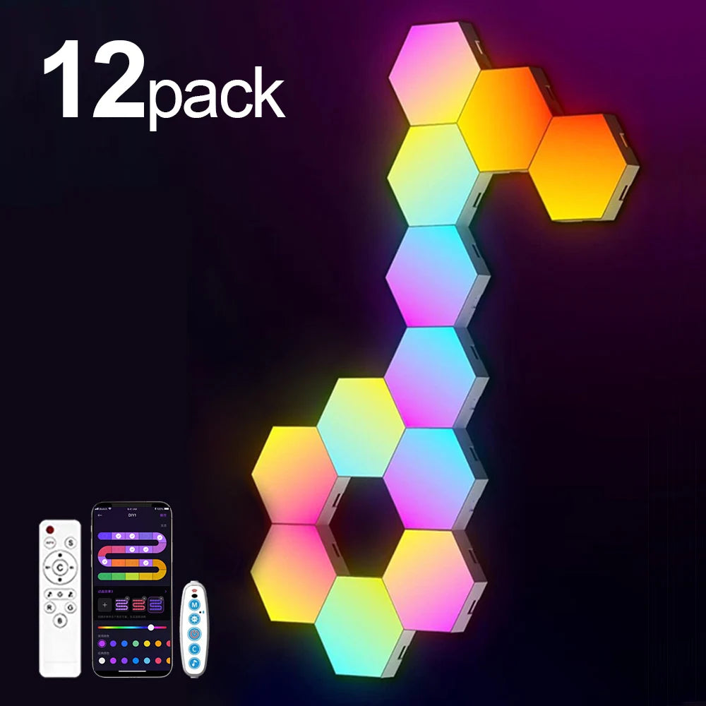 HexaGlow Smart LED Wall Panels – RGB Modular Lights with App & Music Sync (8-Pack)