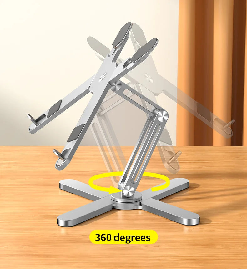 YASOKO 360° Foldable Telescopic Laptop Stand | Ergonomic Aluminum Alloy Notebook Holder