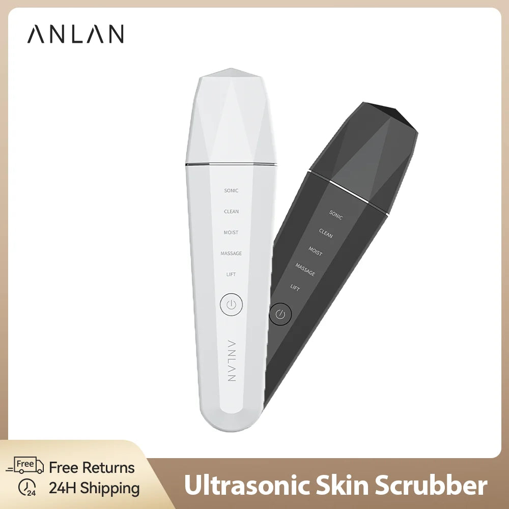 ANLAN Ultrasonic Skin Scrubber – 5-in-1 Facial Lifting Device with EMS, ION, Sonic & 45°C Heat