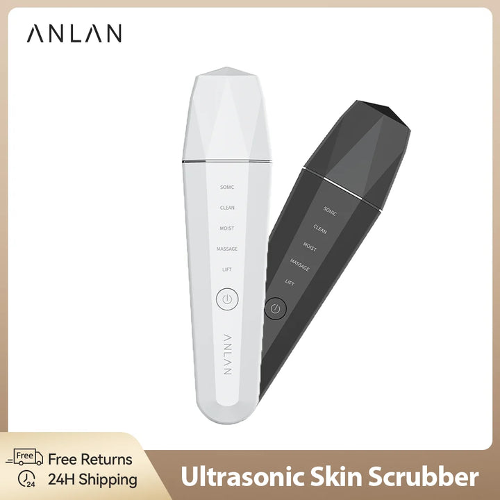 ANLAN Ultrasonic Skin Scrubber – 5-in-1 Facial Lifting Device with EMS, ION, Sonic & 45°C Heat