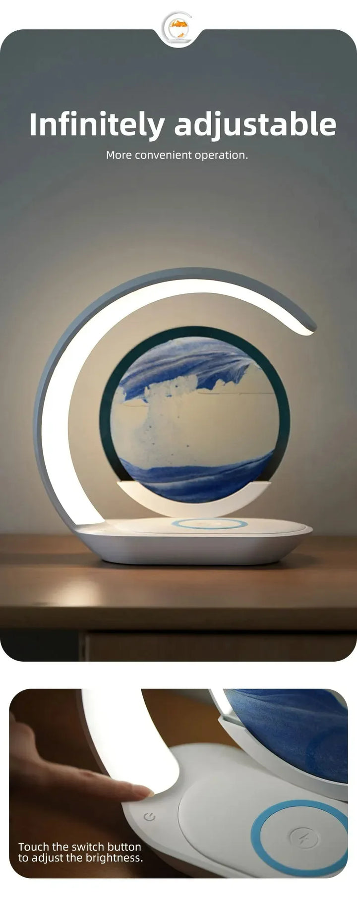 ZenGlow™ LED Sand Lamp – 15W Wireless Charging & 3D Flowing Hourglass Light