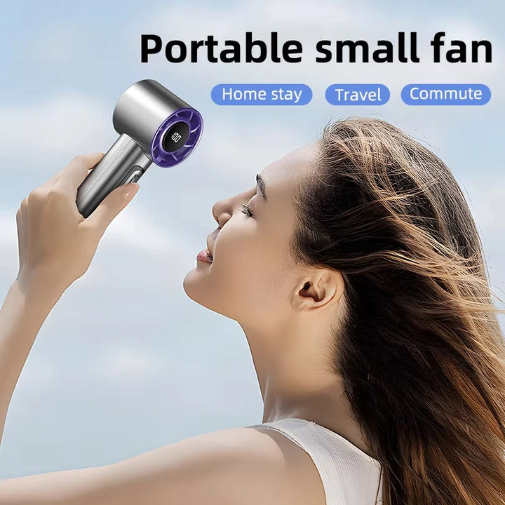 BreezeLite  3000 mAh Handheld Turbo Fan — 100 Speed, LED Display, USB‑Rechargeable