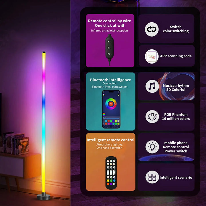 GlowTower RGB Floor Lamp – Smart App & Music Sync Standing Light (2-Pack Option)
