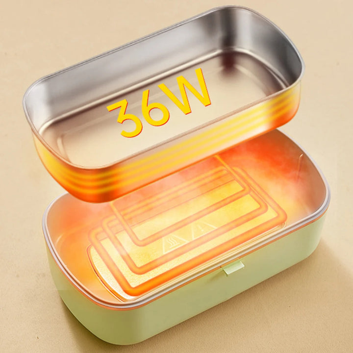 HeatBox USB Electric Lunch Box — 900 ml Water‑Free Food Warmer & Stainless Bento