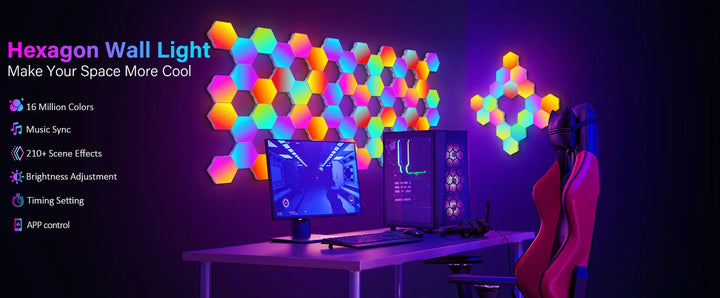 HexaGlow Smart LED Wall Panels – RGB Modular Lights with App & Music Sync (8-Pack)