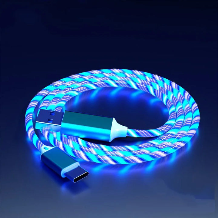 LuminaFlow™ – 3-in-1 Glowing Streamer Charging Cable | Magical LED Fast Charger for iPhone, Samsung & USB-C
