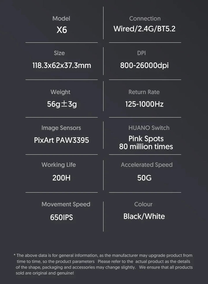 Attack Shark X6 Wireless Gaming Mouse | RGB Charging Dock | 26K DPI