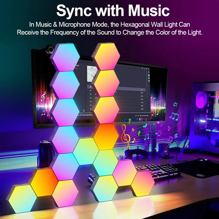 HexaGlow Smart LED Wall Panels – RGB Modular Lights with App & Music Sync (8-Pack)