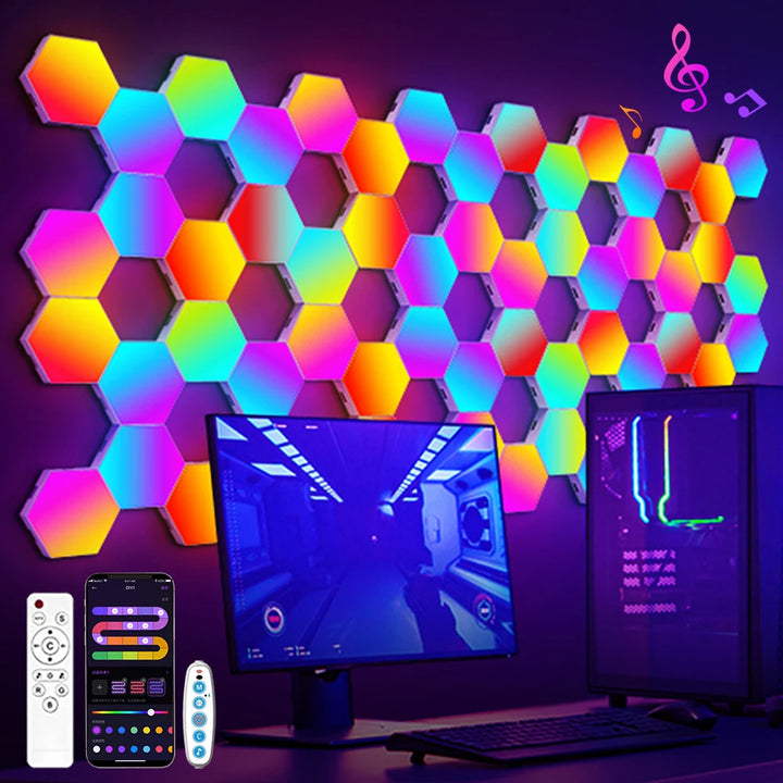 HexaGlow Smart LED Wall Panels – RGB Modular Lights with App & Music Sync (8-Pack)