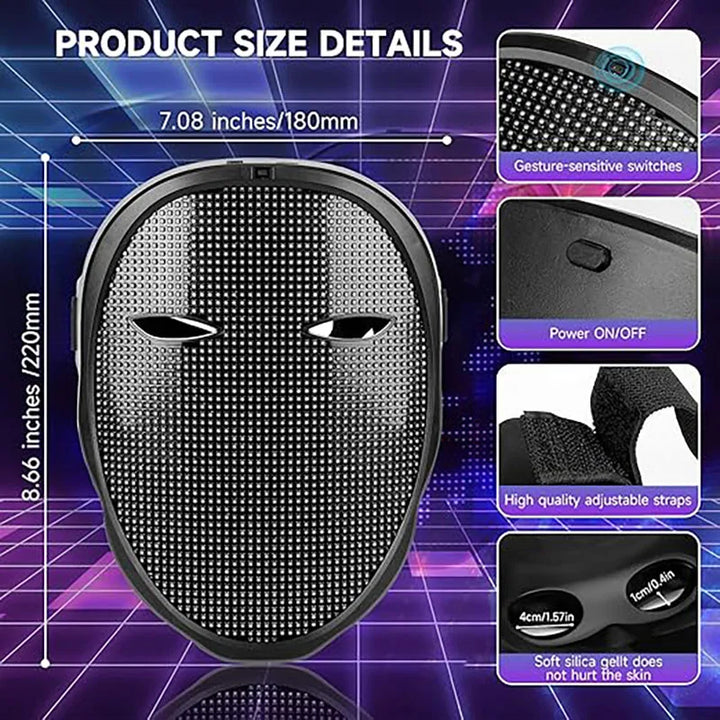 GlowMask Gesture LED Party Mask – Kids, Cosplay & Events