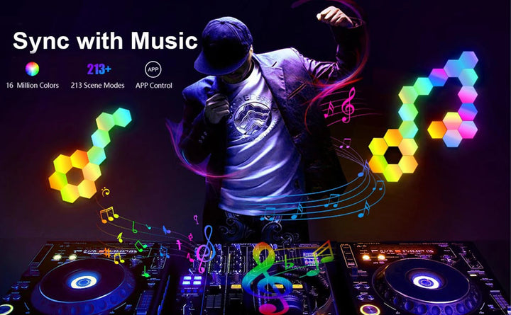 HexaGlow Smart LED Wall Panels – RGB Modular Lights with App & Music Sync (8-Pack)