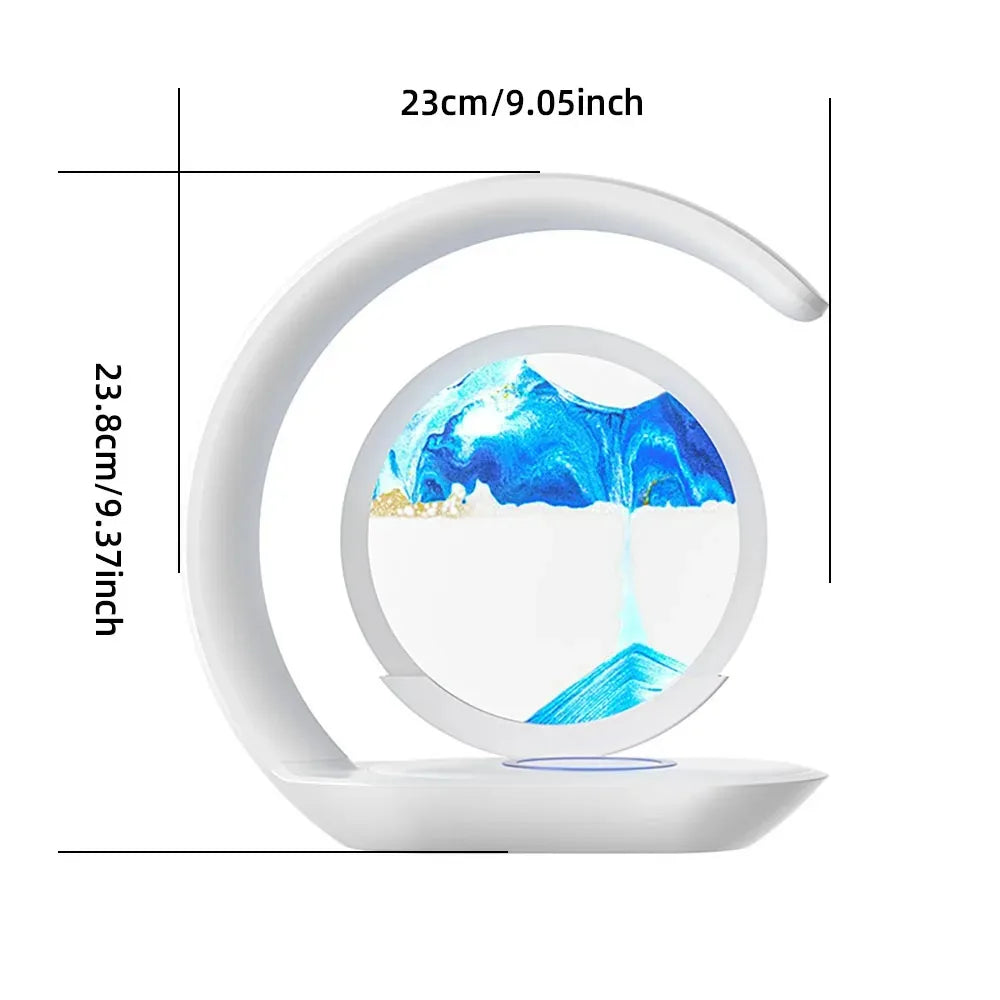 ZenGlow™ LED Sand Lamp – 15W Wireless Charging & 3D Flowing Hourglass Light