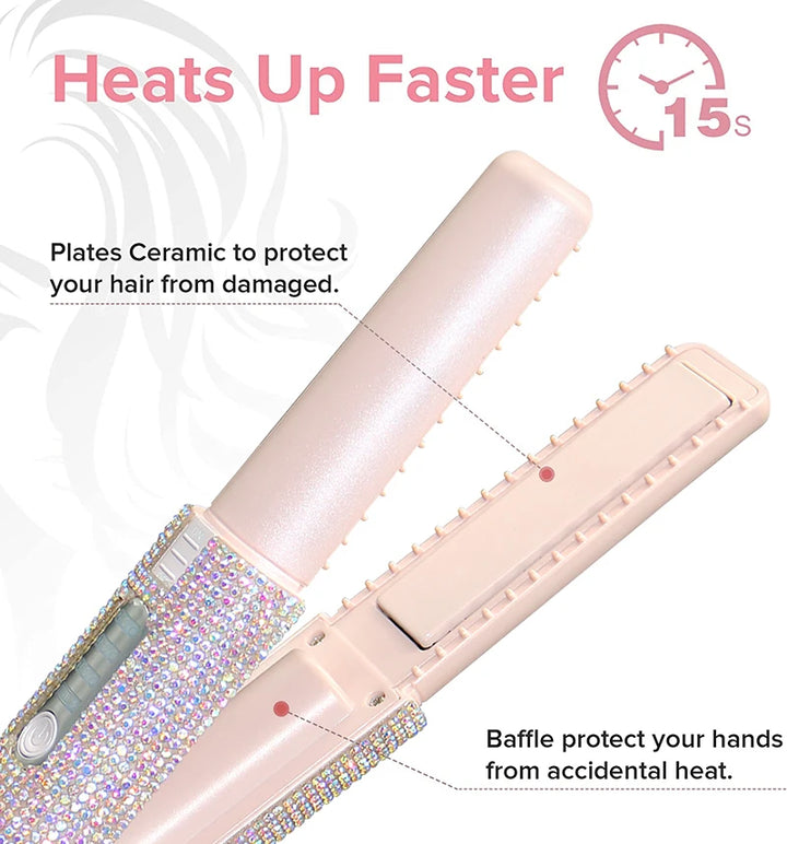 2-in-1 Cordless Hair Straightener & Curler – USB Rechargeable, Travel-Ready, Glam Diamond Edition