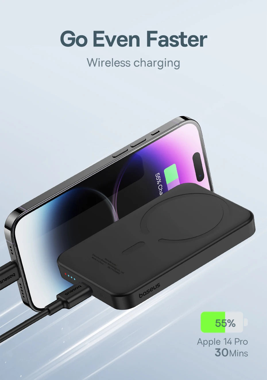 Magnetic Wireless Power Bank 5000mAh – Baseus 20W Fast Charger with USB-C & MagSafe Support
