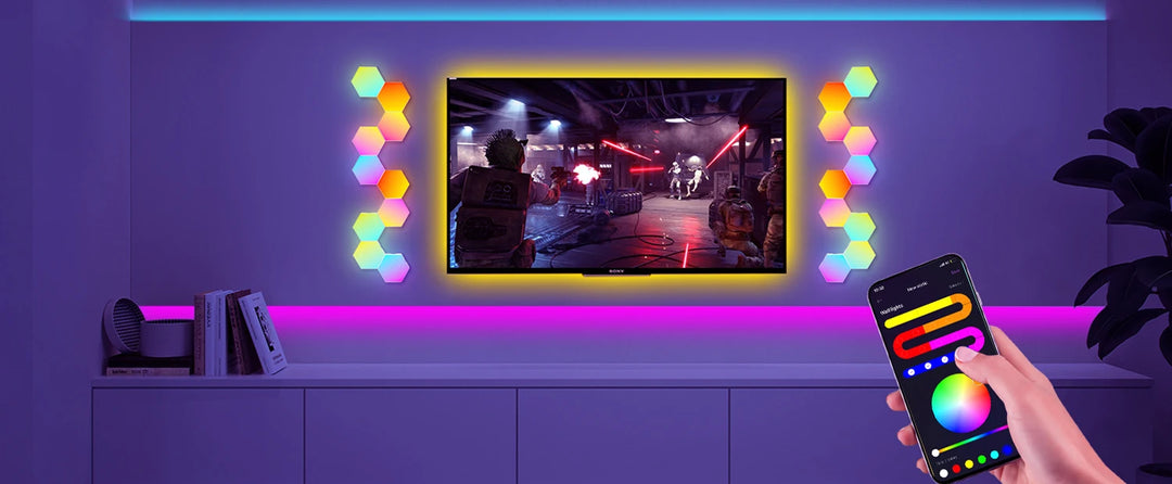 HexaGlow Smart LED Wall Panels – RGB Modular Lights with App & Music Sync (8-Pack)