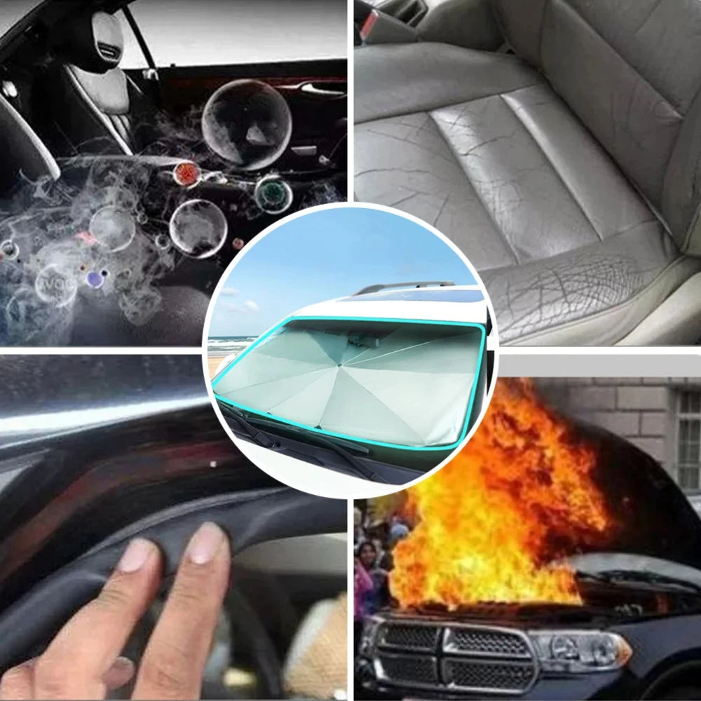 Car Windshield Sunshade Umbrella – UV-Resistant, Foldable Silver Reflective Umbrella for Cars & SUVs